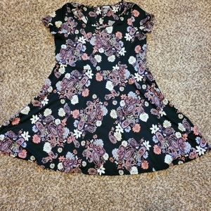 Avenue Black dress with purple paisley